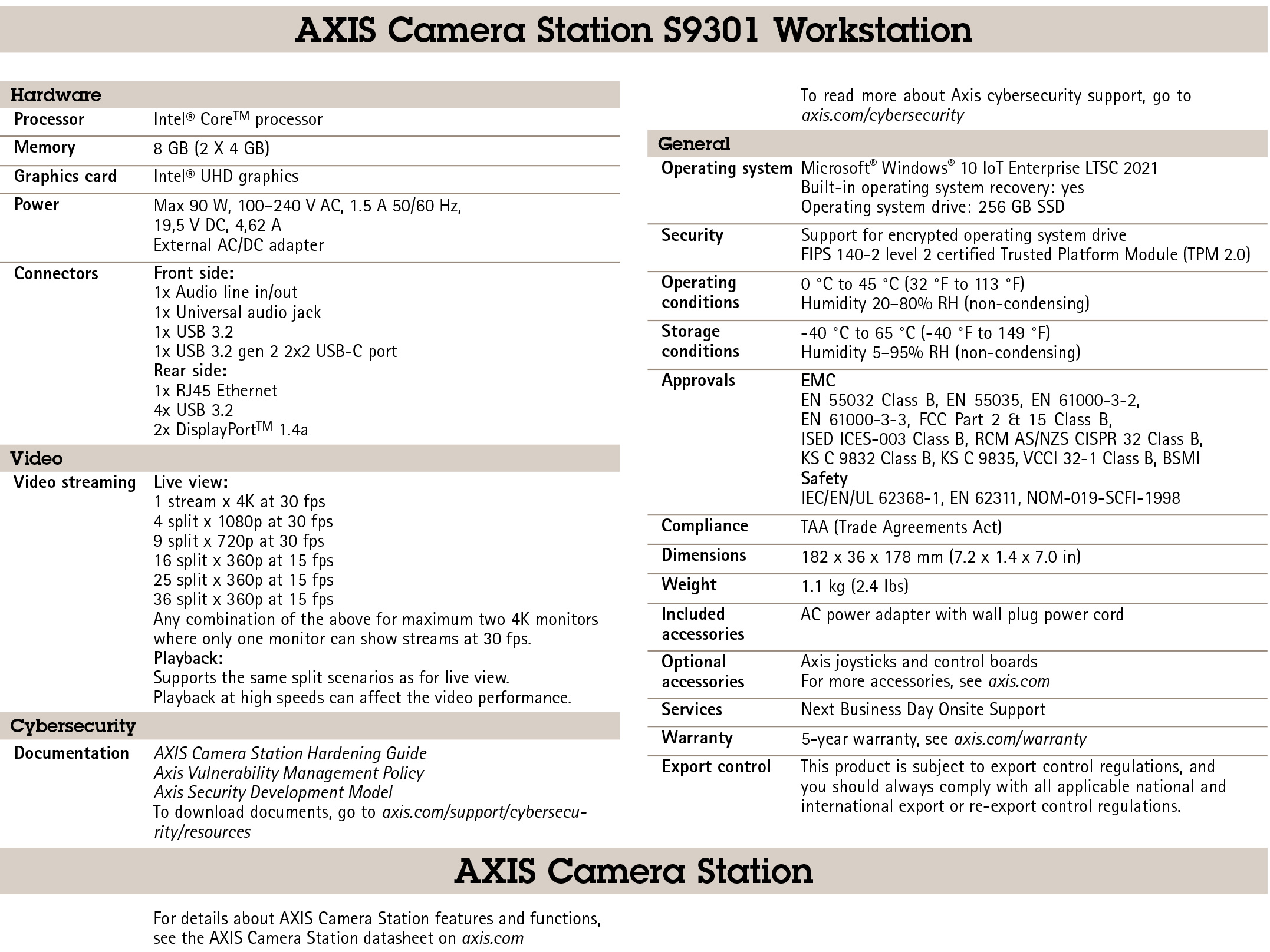 AXIS Camera Station S9301 Workstation