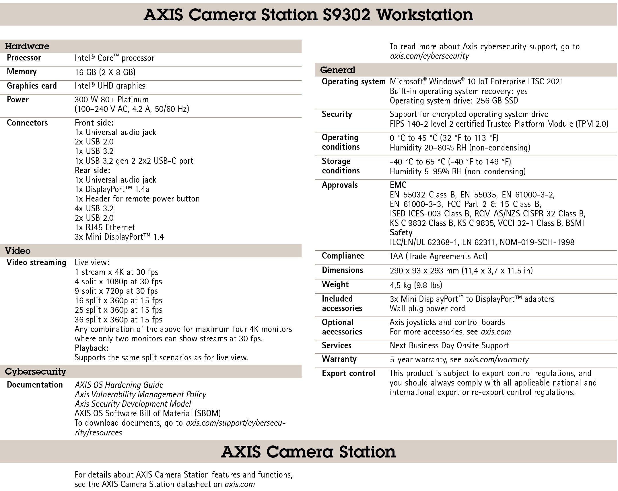 AXIS Camera Station S9302 Workstation